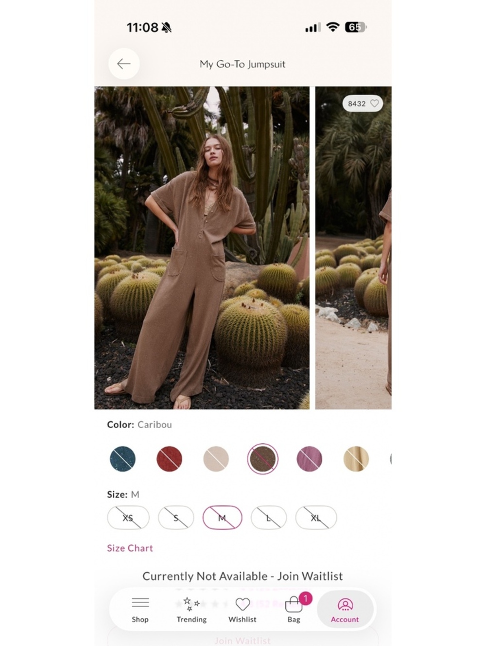 Free People "My Go-To Jumpsuit" — Caribou, Size M
